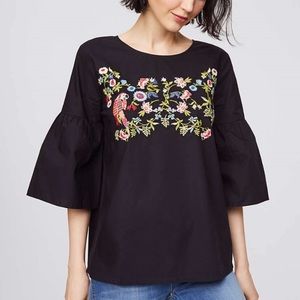Loft Parrot Blouse with Bell Sleeves